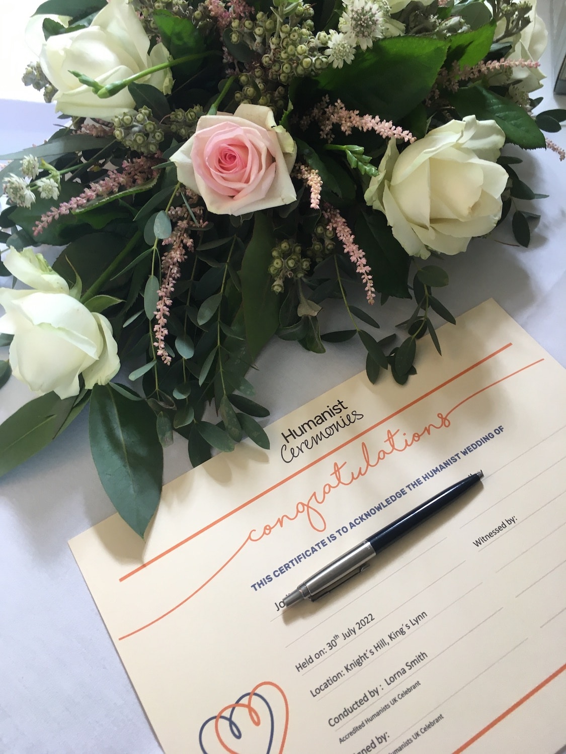 Certificate with flowers